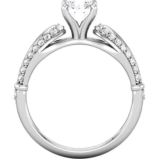 Round Real Diamond Engagement Ring 1.91 Carats White Gold 14K