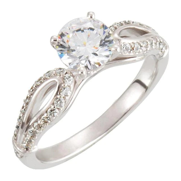 Round Real Diamond Engagement Ring 1.91 Carats White Gold 14K