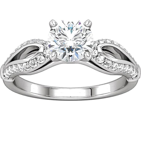 Round Real Diamond Engagement Ring 1.91 Carats White Gold 14K