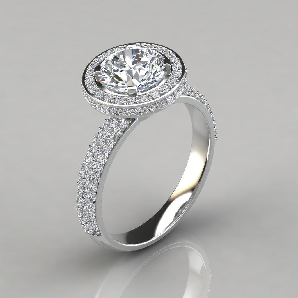 Round Real Diamond Engagement Ring 2.3 Carats