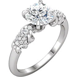 Round Real Diamond Engagement Ring Filigree 1.66 Carats White Gold 14K