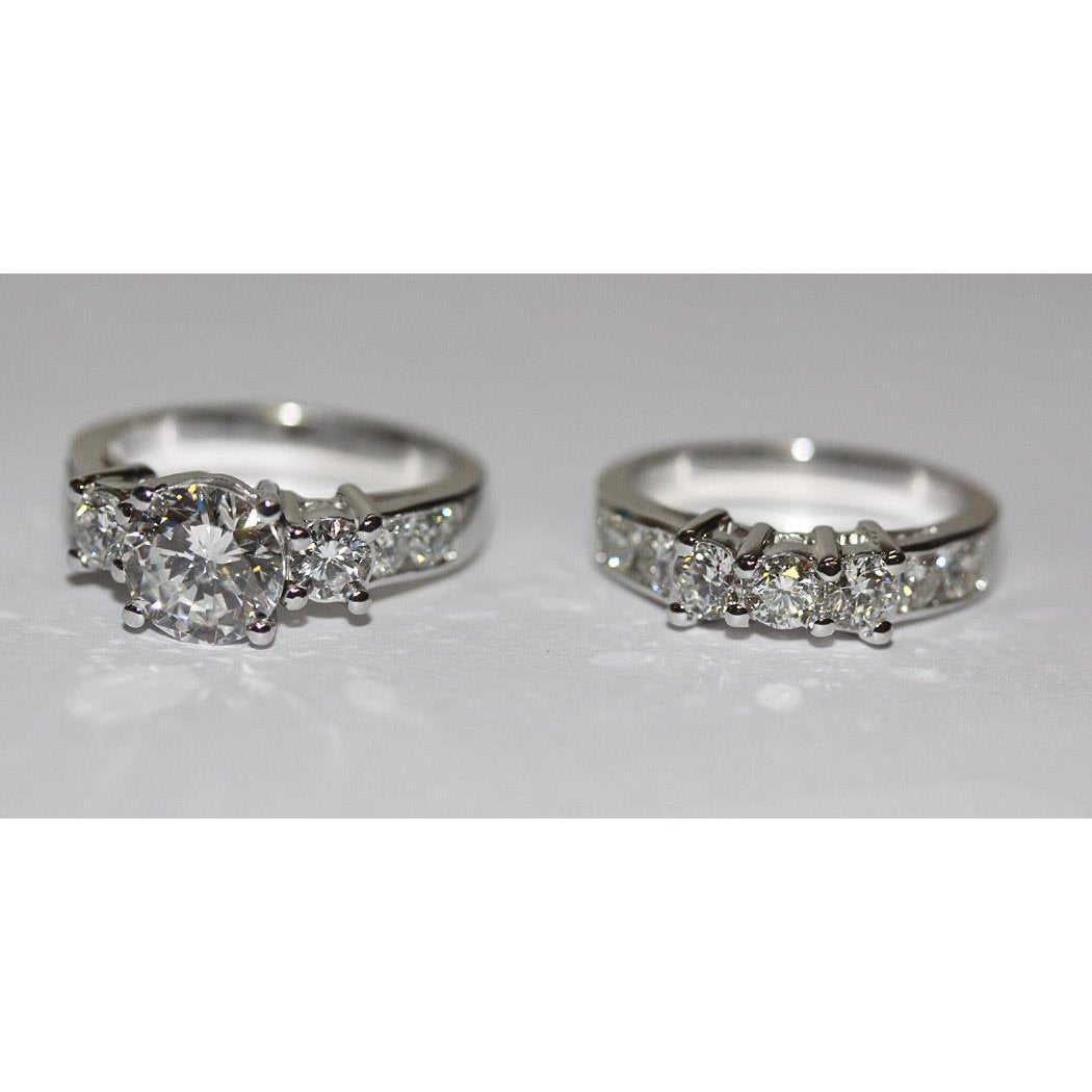 Round Real Diamond Engagement Ring White Gold 14K
