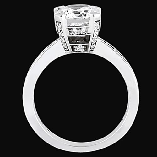 Round Real Diamond Engagement Solitaire Ring With Accents 2.26 Carats