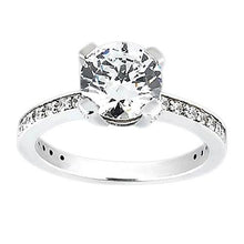 Round Real Diamond Engagement Solitaire Ring With Accents 2.26 Carats