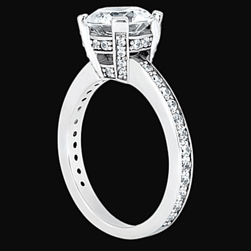 Round Real Diamond Engagement Solitaire Ring With Accents 2.26 Carats