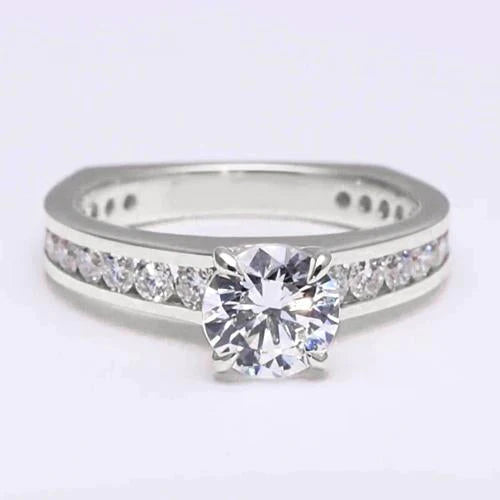 Round Real Diamond Euro Shank Engagement Ring