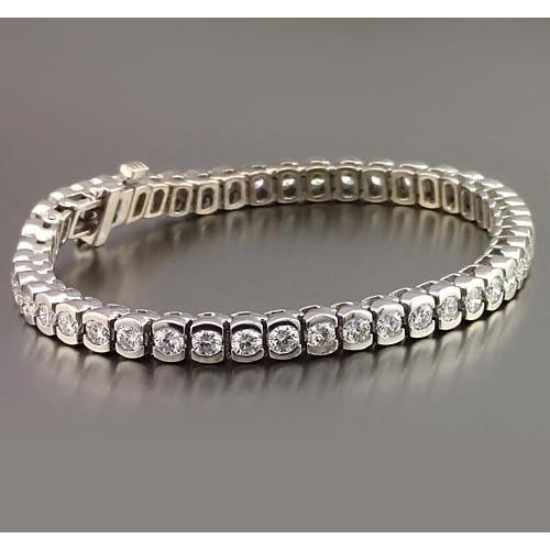 Round Real Diamond Half Bezel Set Tennis Bracelet 4.90 Carats Jewelry New