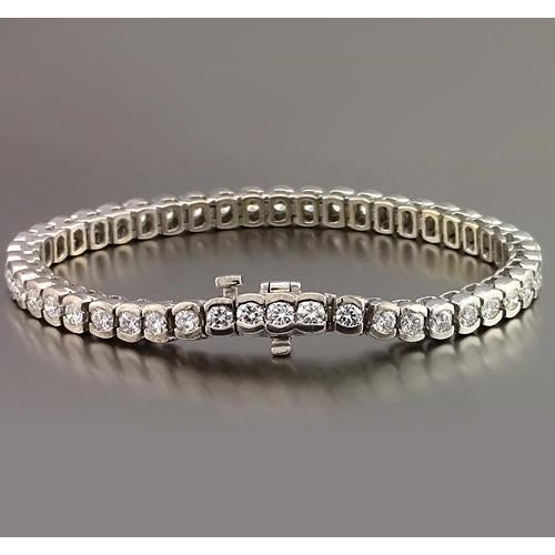 Round Real Diamond Half Bezel Set Tennis Bracelet 4.90 Carats Jewelry New