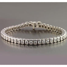 Round Real Diamond Half Bezel Set Tennis Bracelet 4.90 Carats Jewelry New