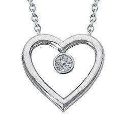 Round Real Diamond Heart Shape Pendant 0.50 Ct White Gold 14K