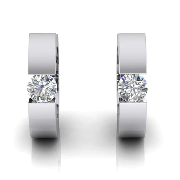 Round Real Diamond Huggies Earrings