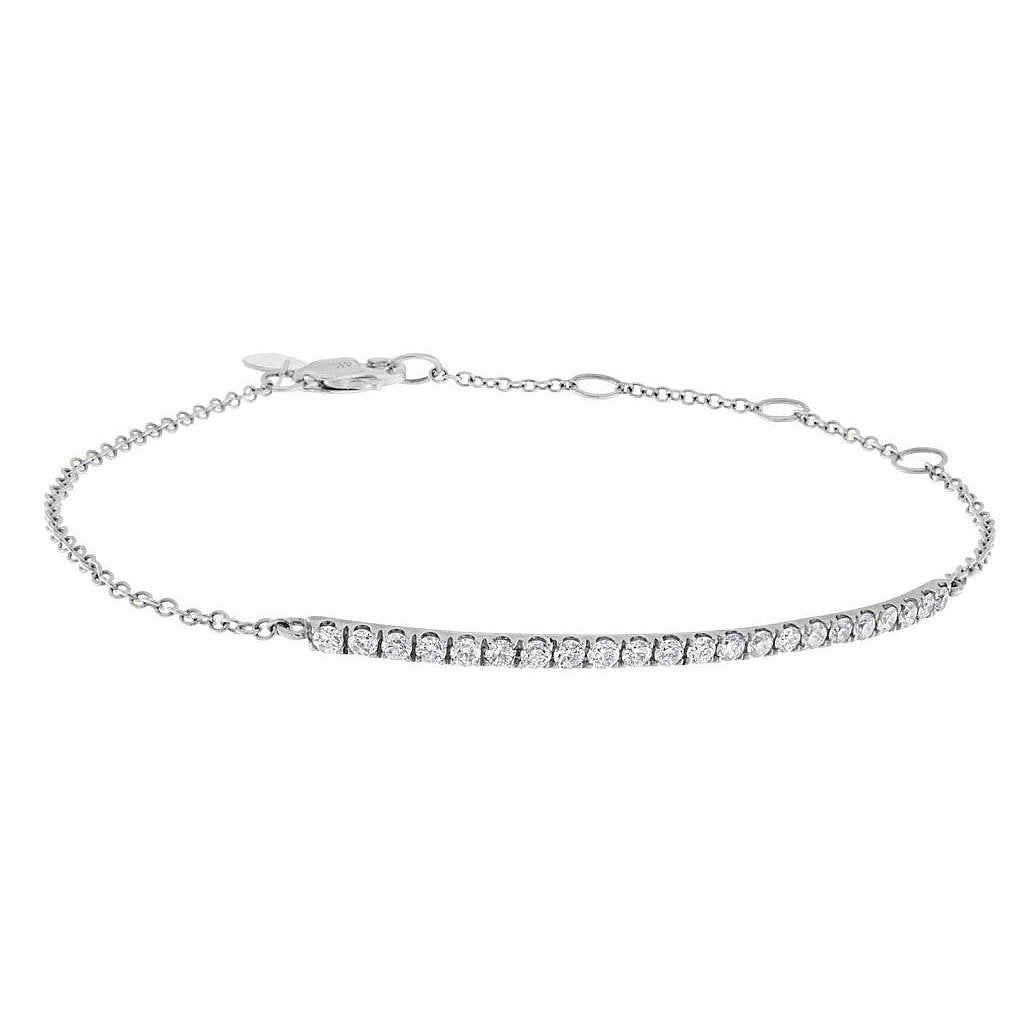 Round Real Diamond Lady Bar Bracelet White Gold 14K Jewelry 2 Carats