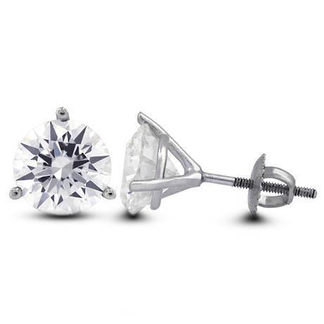 Round Real Diamond Martini Style 2.10 Ct. Women Stud Earring White Gold