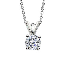 Round Real Diamond Necklace Pendant 2.50 Carats Prong Set White Gold 14K