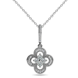 Round Real Diamond Necklace Pendant With Chain 1.50 Carats White Gold 14K