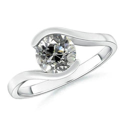 Round Real Diamond Old Cut Ring Solitaire Tension Style 3 Carats