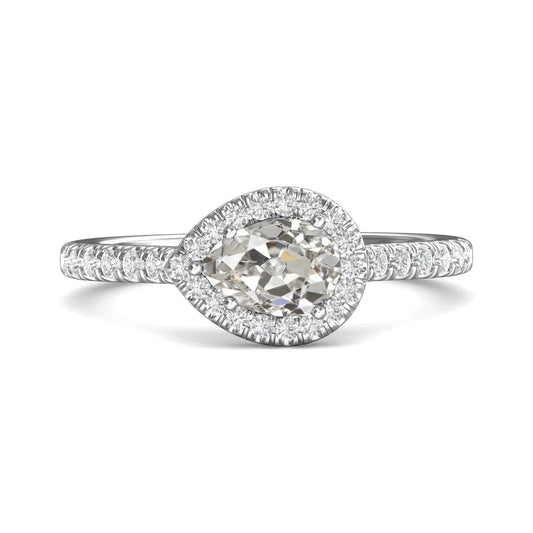 Round Real Diamond & Pear Old Mine Cut Halo Wedding Ring 4.50 Carats