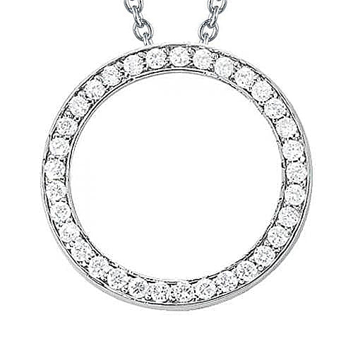 Round Real Diamond Pendant Necklace 1.25 Carat Without Chain White Gold 14K