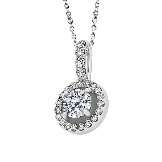 Round Real Diamond Pendant Necklace 1.50 Ct. Without Chain White Gold 14K