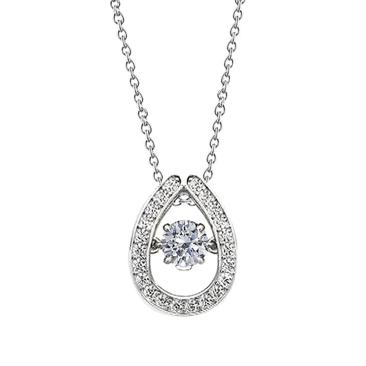 Round Real Diamond Pendant Necklace 2 Ct Solid White Gold 14K Jewelry