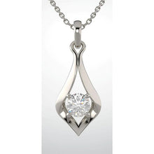 Round Real Diamond Pendant Necklace Four Prong Set 2 Ct. White Gold 14K