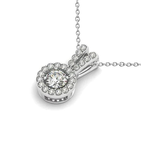 Round Real Diamond Pendant Necklace Without Chain 1.25 Carat Solid Gold 14K