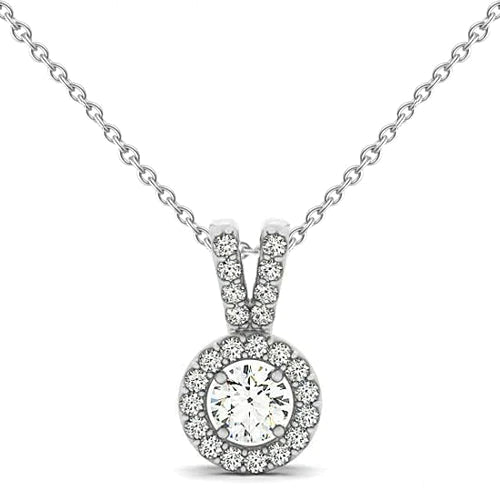Round Real Diamond Pendant Necklace Without Chain 1.25 Carat Solid Gold 14K