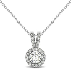 Round Real Diamond Pendant Necklace Without Chain 1.25 Carat Solid Gold 14K