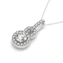 Round Real Diamond Pendant Necklace Without Chain 1.75 Carat White Gold 14K