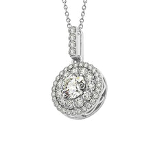 Round Real Diamond Pendant Necklace Without Chain 1.75 Carat White Gold 14K