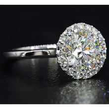 Round Real Diamond Ring Halo Style 5.50 Carats White Gold 14K