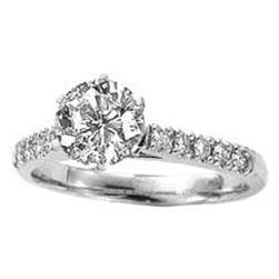 Round Real Diamond Ring With Accents 1.45 Ct. White Gold Jewelry New