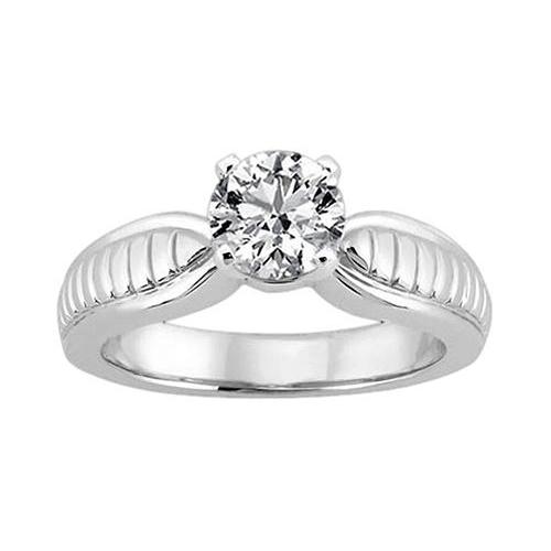 Round Real Diamond Solitaire Ring 2.51 Carats Jewelry White Gold 14K