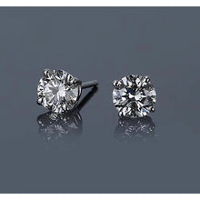 Round Real Diamond Stud Basket Set Earring 1.50 Carats White Gold 14K
