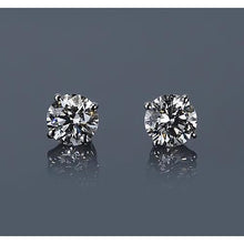 Round Real Diamond Stud Basket Set Earring 1.50 Carats White Gold 14K