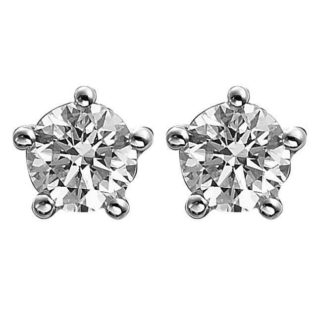 Round Real Diamond Stud Earring 2.10 Carats White Gold Jewelry