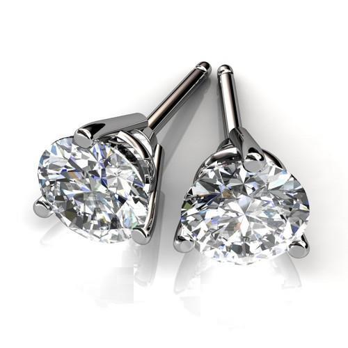 Round Real Diamond Stud Earring White Gold 1.80 Carats