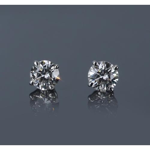 Round Real Diamond Stud Earrings 1 Carat White Gold 14K Jewelry