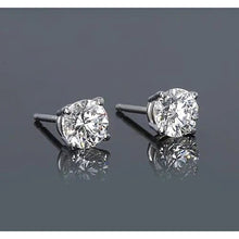 Round Real Diamond Stud Earrings 1.50 Carats Prong Style White Gold 14K