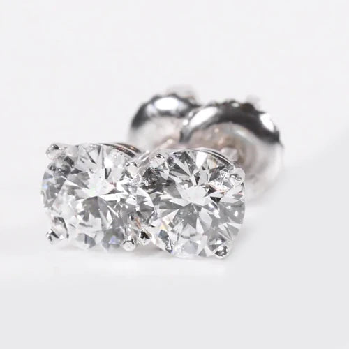 Round Real Diamond Stud Earrings 3 carats white gold