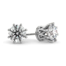 Round Real Diamond Stud Earrings Crown Setting G Vs2 3 Carat 8 Prong Set
