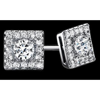 Round Real Diamond Studs 3 Carat Earrings Halo