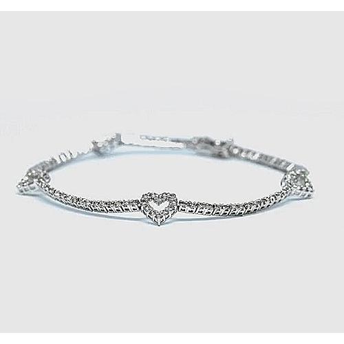 Round Real Diamond Tennis Bracelet 2.50 Carats F G VS1 White Gold 14K