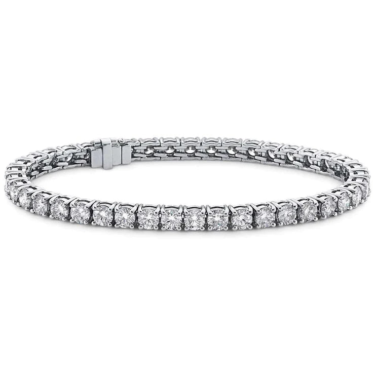 Round Real Diamond Tennis Bracelet Solid Gold Lady Jewelry 12 Ct.