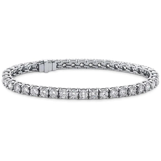 Round Real Diamond Tennis Bracelet Solid Gold Lady Jewelry 12 Ct.