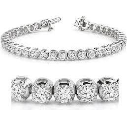 Round Real Diamond Tennis Bracelet White Gold 14K Women Jewelry 5.75 Ct