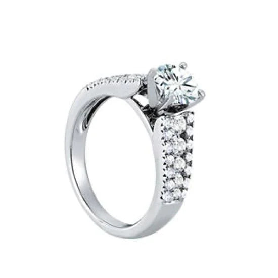 Round Real Diamonds 2 Carats Solitaire With Accents Ring White Gold 14K