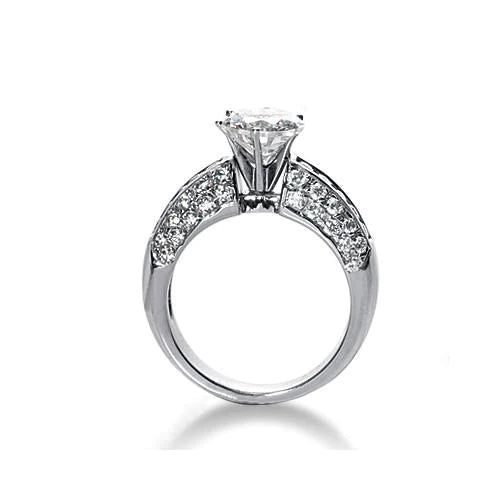Round Real Diamonds Anniversary Ring 2.25 Carats White Gold 14K Jewelry