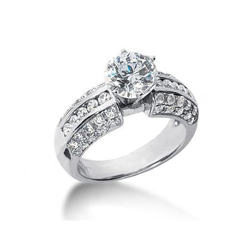 Round Real Diamonds Anniversary Ring 2.25 Carats White Gold 14K Jewelry