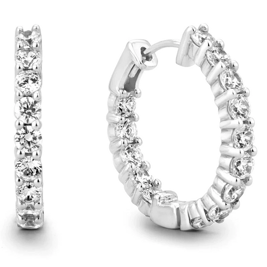 Round Real Diamonds Hoop Earrings For Women